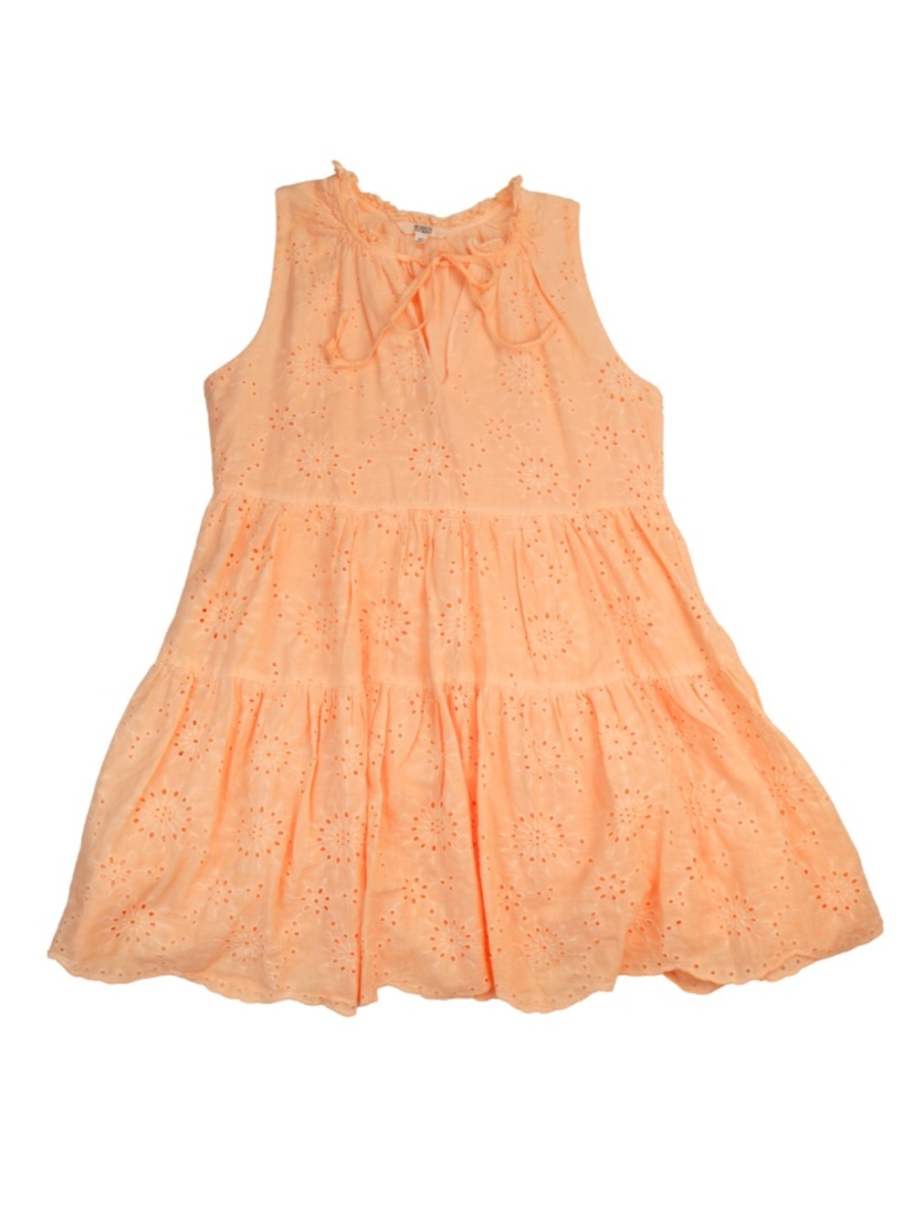 BB Dakota Orange Eyelet Dress Size Medium Embroidered Tiered Mini
